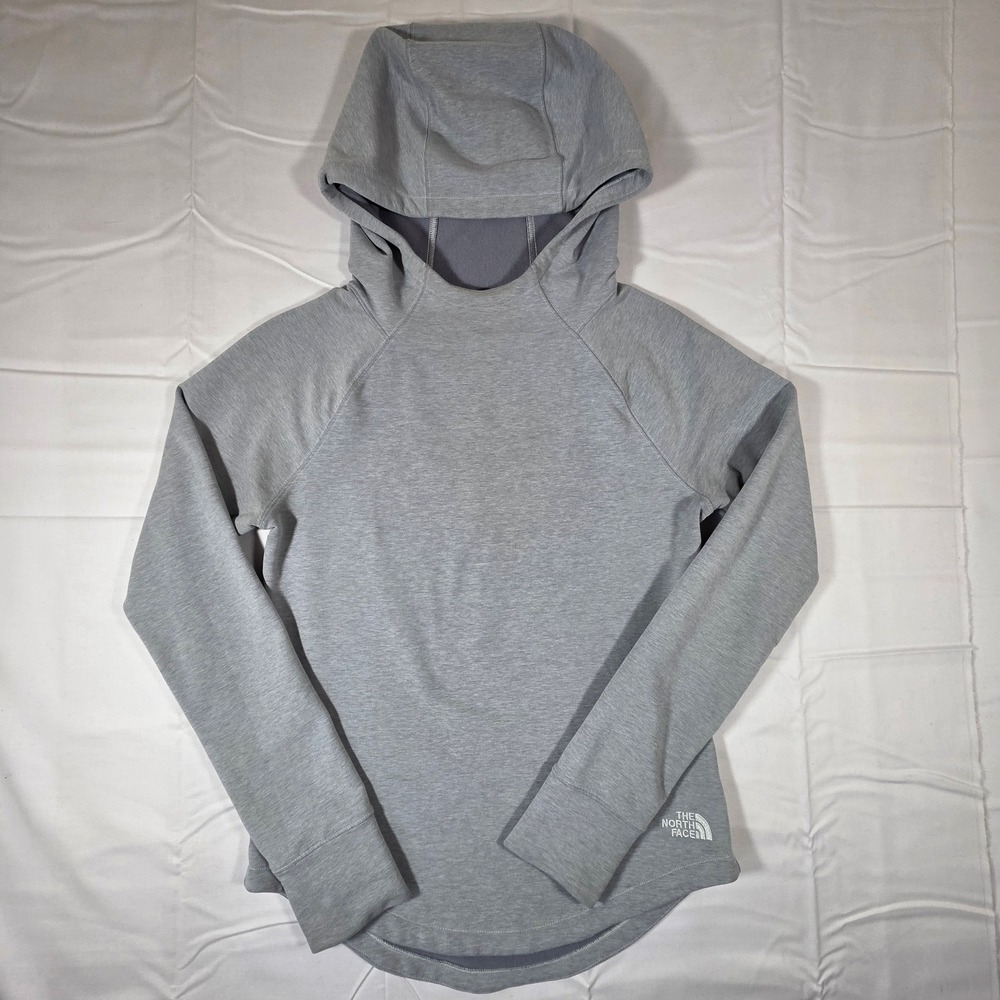 The North Face Womens FlashDry Hoodie Gray Raglan Thumbhole Pullover XS